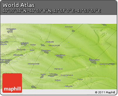 Physical 3D Map of the Area around 44° 44' 51" N, 43° 25' 29" E