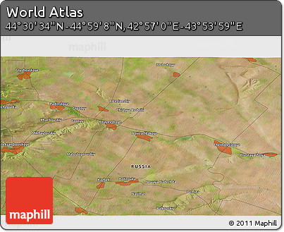 Satellite 3D Map of the Area around 44° 44' 51" N, 43° 25' 29" E