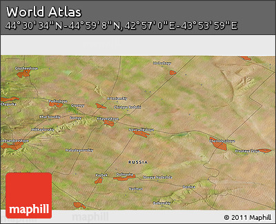 Satellite 3D Map of the Area around 44° 44' 51" N, 43° 25' 29" E