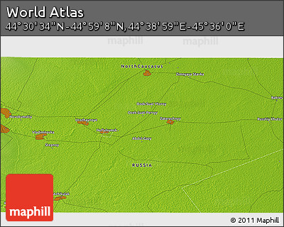 Physical 3D Map of the Area around 44° 44' 51" N, 45° 7' 30" E