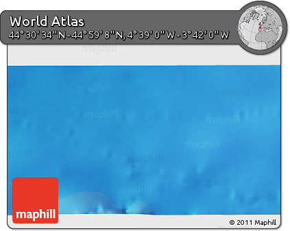 Shaded Relief 3D Map of the Area around 44° 44' 51" N, 4° 10' 30" W