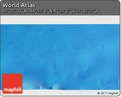 Shaded Relief 3D Map of the Area around 44° 44' 51" N, 4° 10' 30" W
