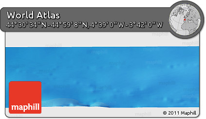 Shaded Relief Panoramic Map of the Area around 44° 44' 51" N, 4° 10' 30" W