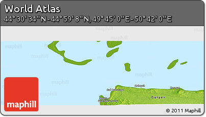 Physical Panoramic Map of the Area around 44° 44' 51" N, 50° 13' 30" E
