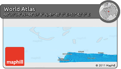 Political Panoramic Map of the Area around 44° 44' 51" N, 50° 13' 30" E
