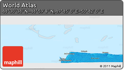 Political Panoramic Map of the Area around 44° 44' 51" N, 50° 13' 30" E
