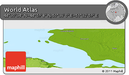 Physical Panoramic Map of the Area around 44° 44' 51" N, 51° 4' 30" E