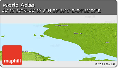 Physical Panoramic Map of the Area around 44° 44' 51" N, 51° 4' 30" E