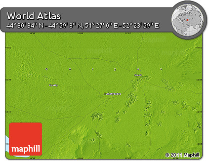 Physical Map of the Area around 44° 44' 51" N, 51° 55' 29" E
