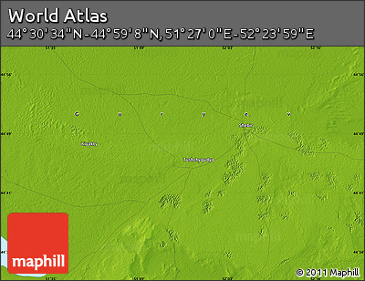 Physical Map of the Area around 44° 44' 51" N, 51° 55' 29" E