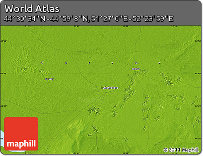 Physical Map of the Area around 44° 44' 51" N, 51° 55' 29" E