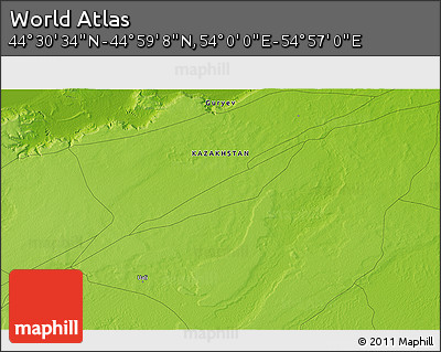 Physical 3D Map of the Area around 44° 44' 51" N, 54° 28' 30" E