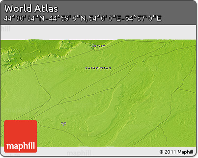 Physical 3D Map of the Area around 44° 44' 51" N, 54° 28' 30" E