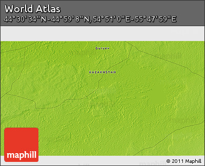 Physical 3D Map of the Area around 44° 44' 51" N, 55° 19' 30" E