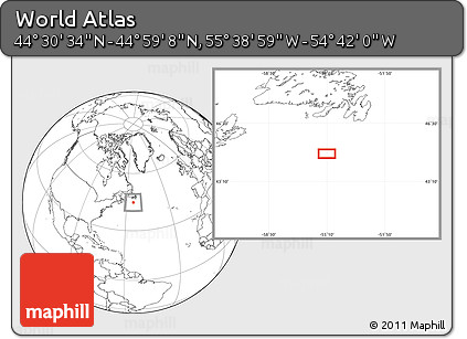 Blank Location Map of the Area around 44° 44' 51" N, 55° 10' 29" W