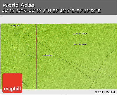 Physical 3D Map of the Area around 44° 44' 51" N, 56° 10' 29" E