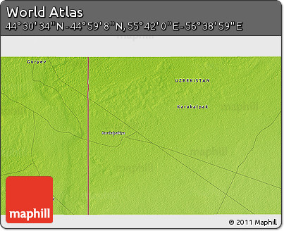 Physical 3D Map of the Area around 44° 44' 51" N, 56° 10' 29" E