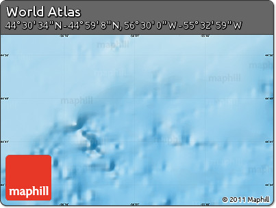 Shaded Relief Map of the Area around 44° 44' 51" N, 56° 1' 29" W