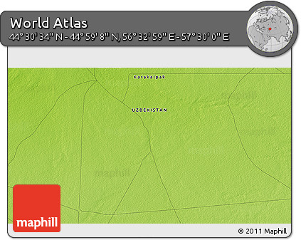 Physical 3D Map of the Area around 44° 44' 51" N, 57° 1' 29" E