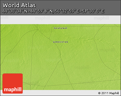 Physical 3D Map of the Area around 44° 44' 51" N, 57° 1' 29" E