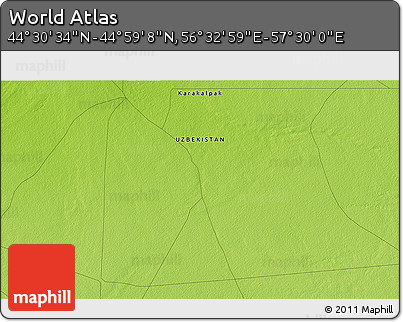 Physical 3D Map of the Area around 44° 44' 51" N, 57° 1' 29" E