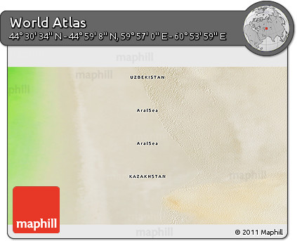 Satellite 3D Map of the Area around 44° 44' 51" N, 60° 25' 29" E