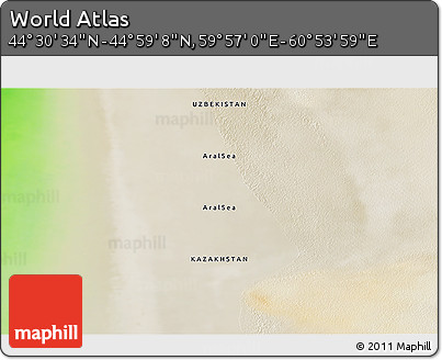 Satellite 3D Map of the Area around 44° 44' 51" N, 60° 25' 29" E