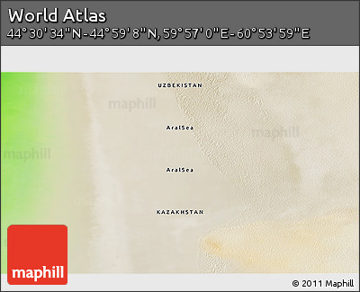 Satellite 3D Map of the Area around 44° 44' 51" N, 60° 25' 29" E
