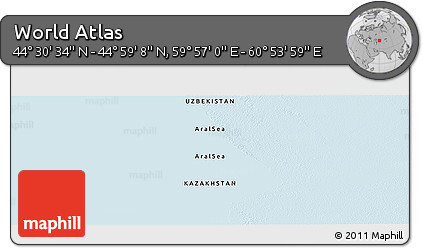 Physical Panoramic Map of the Area around 44° 44' 51" N, 60° 25' 29" E
