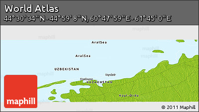 Physical Panoramic Map of the Area around 44° 44' 51" N, 61° 16' 29" E