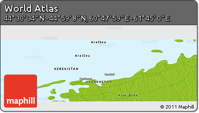 Physical Panoramic Map of the Area around 44° 44' 51" N, 61° 16' 29" E