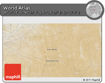 Satellite 3D Map of the Area around 44° 44' 51" N, 62° 7' 30" E