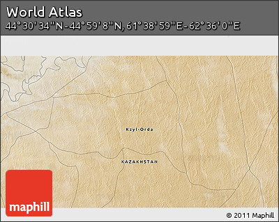 Satellite 3D Map of the Area around 44° 44' 51" N, 62° 7' 30" E