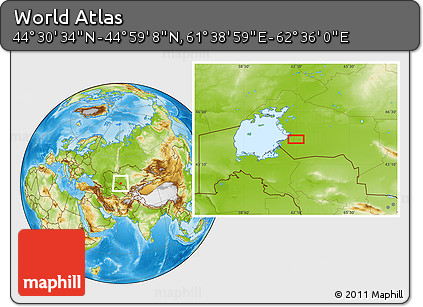 Physical Location Map of the Area around 44° 44' 51" N, 62° 7' 30" E