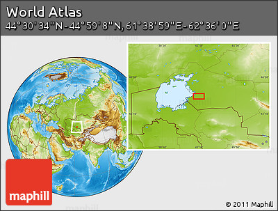 Physical Location Map of the Area around 44° 44' 51" N, 62° 7' 30" E