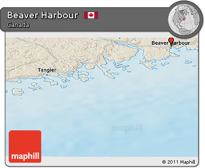 Shaded Relief Panoramic Map of Beaver Harbour