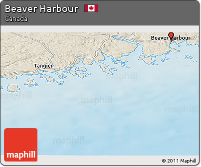 Shaded Relief Panoramic Map of Beaver Harbour