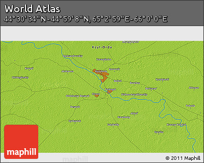 Physical 3D Map of the Area around 44° 44' 51" N, 65° 31' 30" E