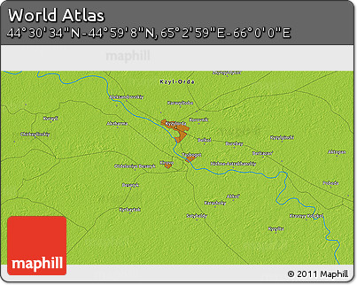 Physical 3D Map of the Area around 44° 44' 51" N, 65° 31' 30" E