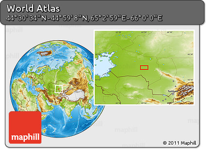 Physical Location Map of the Area around 44° 44' 51" N, 65° 31' 30" E