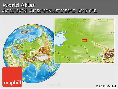 Physical Location Map of the Area around 44° 44' 51" N, 65° 31' 30" E