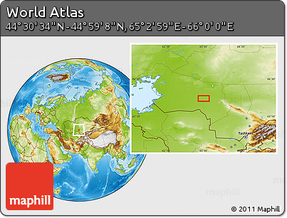 Physical Location Map of the Area around 44° 44' 51" N, 65° 31' 30" E
