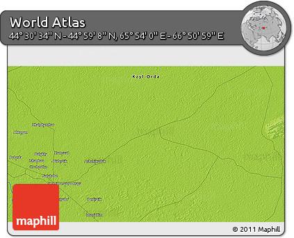 Physical 3D Map of the Area around 44° 44' 51" N, 66° 22' 30" E