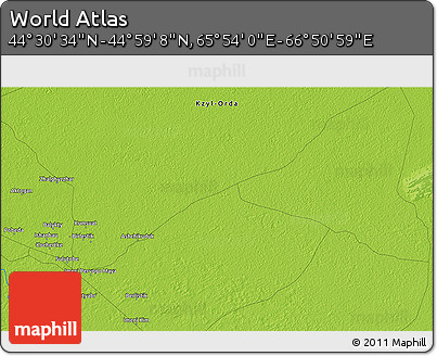 Physical 3D Map of the Area around 44° 44' 51" N, 66° 22' 30" E