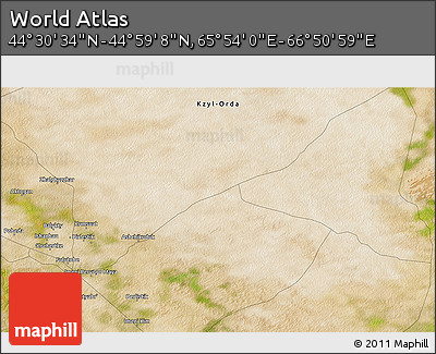 Satellite 3D Map of the Area around 44° 44' 51" N, 66° 22' 30" E