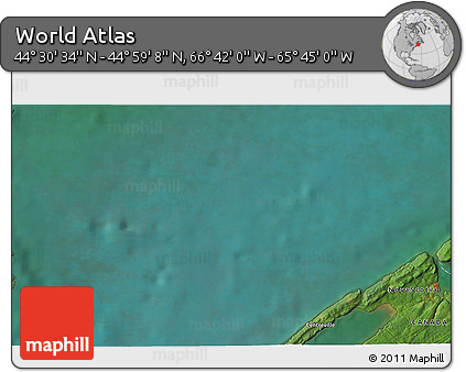 Satellite 3D Map of the Area around 44° 44' 51" N, 66° 13' 29" W