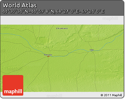 Physical 3D Map of the Area around 44° 44' 51" N, 68° 55' 30" E