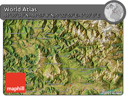 Satellite Map of the Area around 44° 44' 51" N, 6° 1' 30" E
