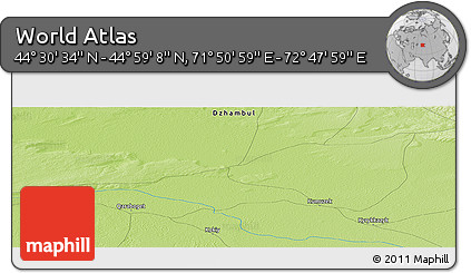 Physical Panoramic Map of the Area around 44° 44' 51" N, 72° 19' 29" E
