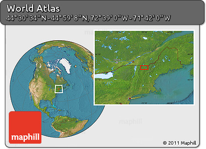 Satellite Location Map of the Area around 44° 44' 51" N, 72° 10' 30" W